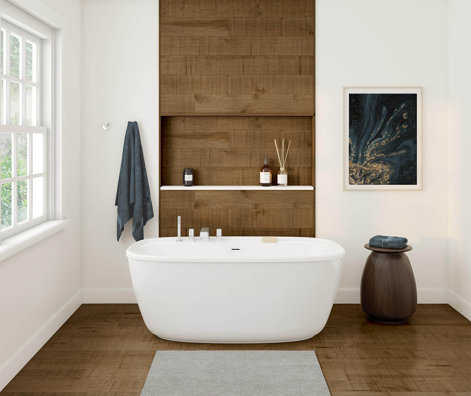 fontana 58 x 32 acrylx freestanding center drain bathtub in white with white skirt